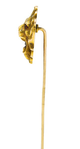 Art Nouveau Diamond 14 Karat Yellow Gold Lion Stickpin Wilson's Estate Jewelry