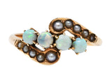 Victorian Opal Seed Pearl 10 Karat Rose Gold Bypass RingRing - Wilson's Estate Jewelry