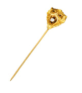 Art Nouveau Diamond 14 Karat Yellow Gold Animal Lion Stickpin Wilson's Estate Jewelry