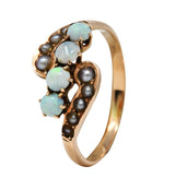 Victorian Opal Seed Pearl 10 Karat Rose Gold Bypass RingRing - Wilson's Estate Jewelry