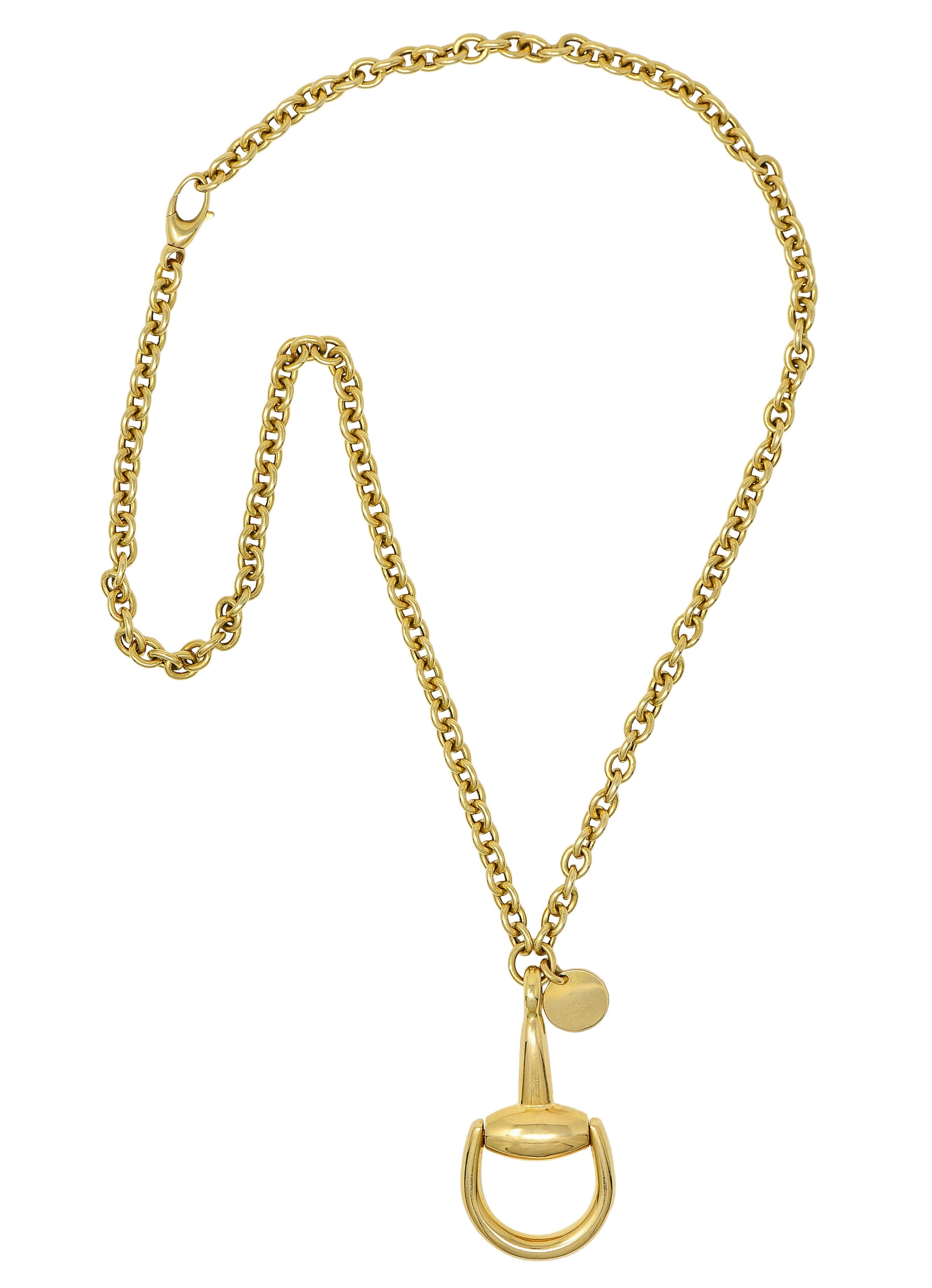 Gucci 18 Karat Yellow Gold Horsebit Pendant Vintage Necklace