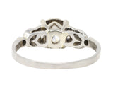 Art Deco Old European 1.08 CTW Diamond Platinum Foliate Engagement Ring Wilson's Estate Jewelry