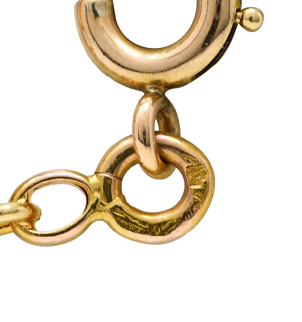 French Victorian 18 Karat Yellow Gold Sphere Navette Chain Link Antique Necklace Wilson's Estate Jewelry
