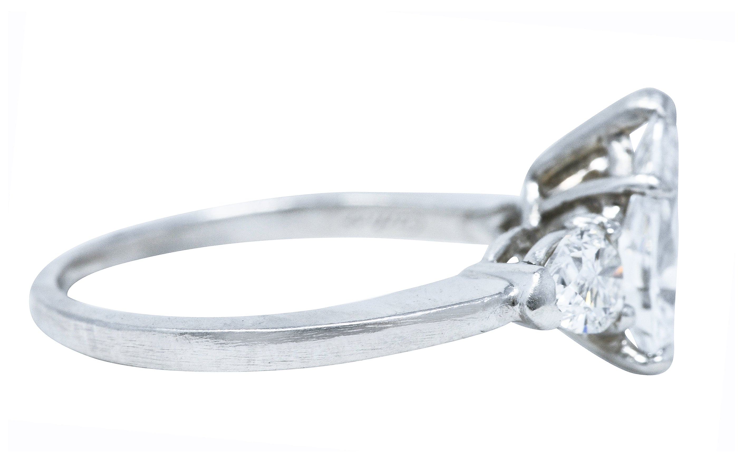 Cartier Mid-Century 2.06 CTW Diamond Platinum Pear Three Stone Engagement Ring Wilson's Estate Jewelry