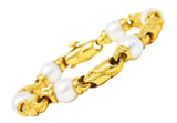 1980's Bulgari Pearl 18 Karat Yellow Gold Passo Doppio Link Vintage Bracelet Wilson's Estate Jewelry