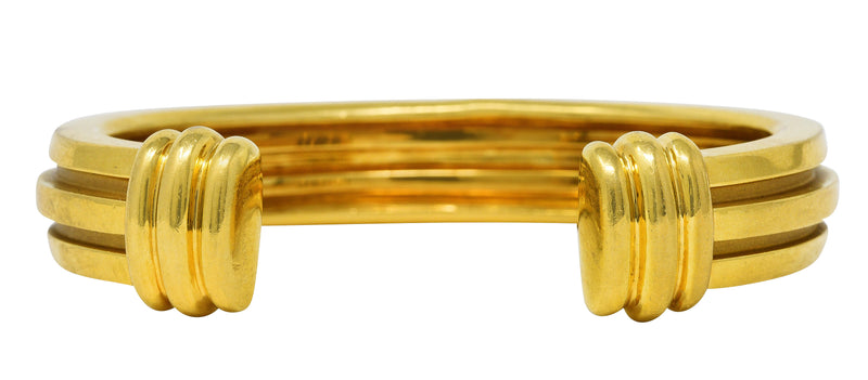 Tiffany & Co. Vintage 18 Karat Yellow Gold Grooved Atlas Cuff Bracelet Wilson's Estate Jewelry