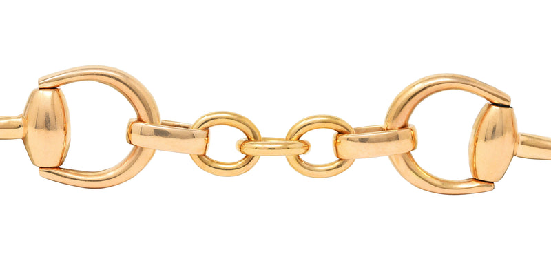 Gucci 18 Karat Rose Gold Horse-Bit Vintage Link Bracelet Wilson's Estate Jewelry