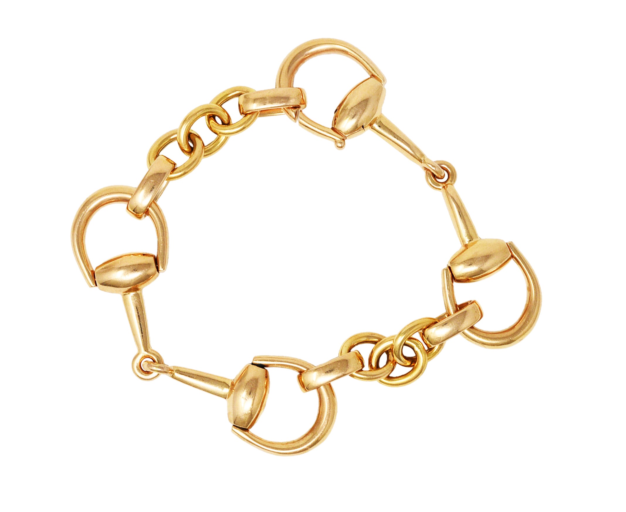 Gucci 18 Karat Rose Gold Horse-Bit Vintage Link Bracelet Wilson's Estate Jewelry