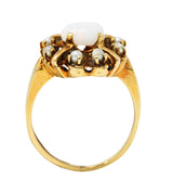 Early Art Deco Opal Pearl 14 Karat Gold X Cluster RingRing - Wilson's Estate Jewelry