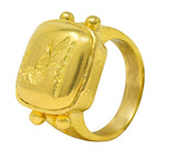 Elizabeth Locke Vintage 19 Karat Gold Pheasant Olive Branch Bird Intaglio Signet Ring Wilson's Estate Jewelry