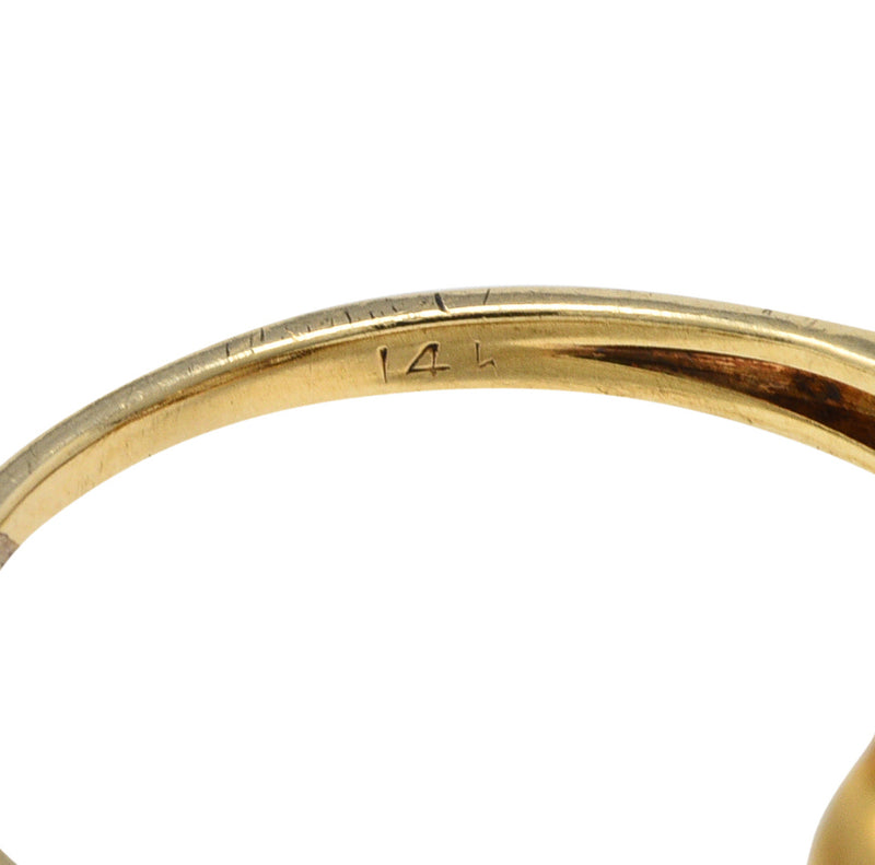 Early Art Deco Opal Pearl 14 Karat Gold X Cluster RingRing - Wilson's Estate Jewelry
