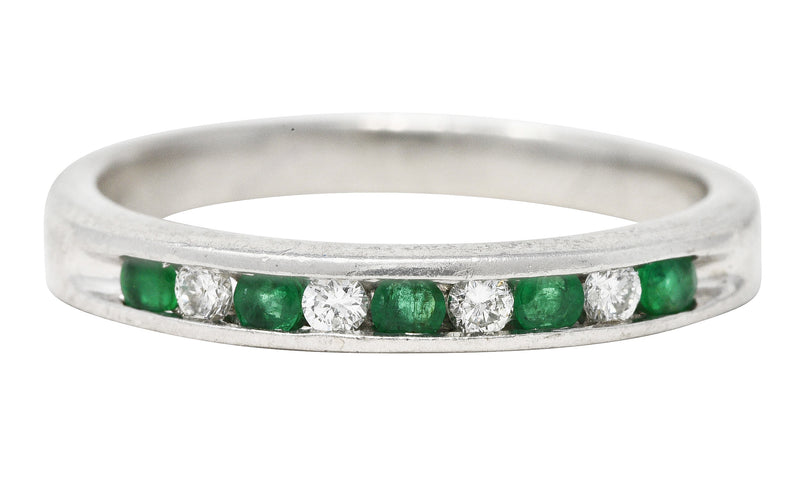 Contemporary 0.34 Diamond Emerald Platinum Channel Band Ring Wilson's Estate Jewelry