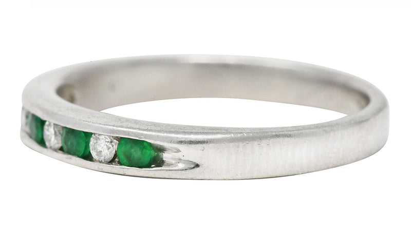Contemporary 0.34 Diamond Emerald Platinum Channel Band Ring Wilson's Estate Jewelry
