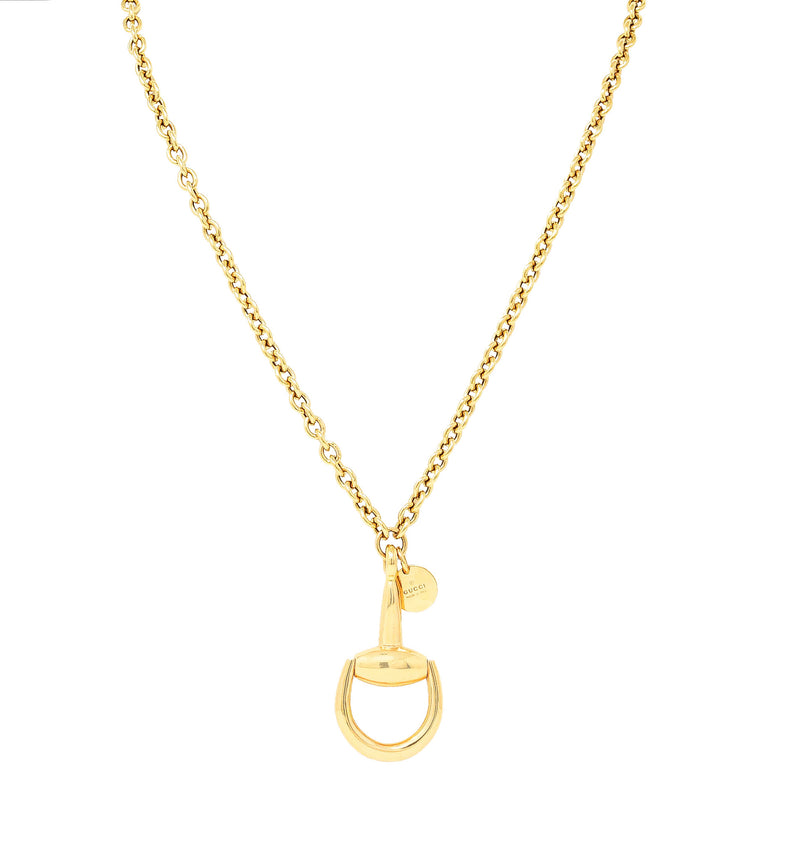 Gucci Contemporary 18 Karat Yellow Gold Horsebit Pendant Necklace Wilson's Estate Jewelry