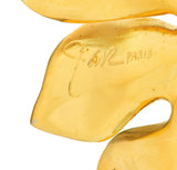 JAR French 18 Karat Gold Anodized Aluminum Fig Leaf Ear-Clip Earrings