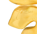 JAR French 18 Karat Gold Anodized Aluminum Fig Leaf Ear-Clip Earrings