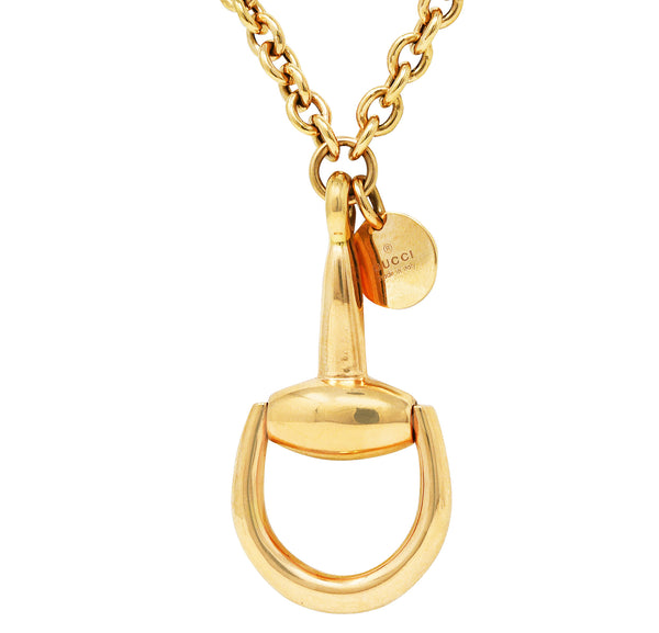 Gucci Contemporary 18 Karat Yellow Gold Horsebit Pendant Necklace Wilson's Estate Jewelry