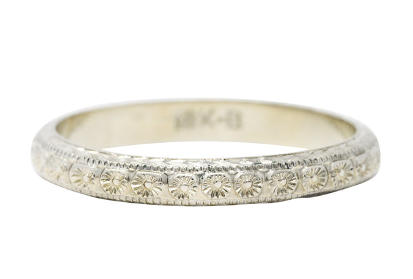 1930's Bernstein Jewelry Co. 18 Karat White Gold Blossom Wedding Band RingRing - Wilson's Estate Jewelry