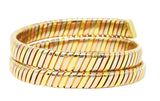 Bulgari 18 Karat Tri-Colored Yellow White Rose Gold Tubogas Serpenti Vintage Bracelet Wilson's Estate Jewelry