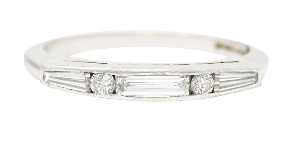 Mid-Century Baguette Cut Diamond Platinum Vintage Chanel Band Ring Wilson's Estate Jewelry