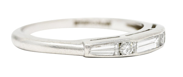 Mid-Century Baguette Cut Diamond Platinum Vintage Chanel Band Ring Wilson's Estate Jewelry