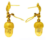 Vintage 14 Karat Yellow Gold Acorn Floral Drop Earrings Wilson's Estate Jewelry