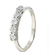 Vintage 0.63 CTW Diamond 14 Karat White Gold Five Stone Wedding Band Ring Wilson's Estate Jewelry