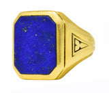 Art Deco Lapis Lazuli 14 Karat Yellow Gold Unisex Signet Ring Wilson's Estate Jewelry
