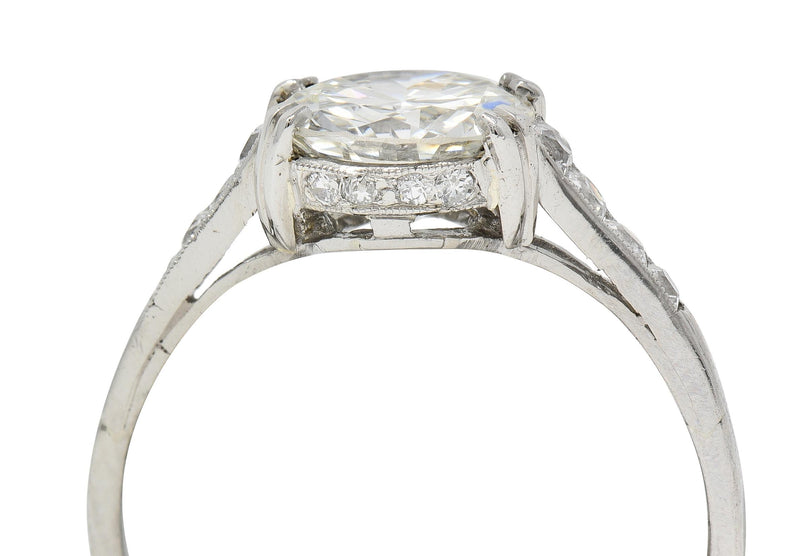 Art Deco 1.68 CTW Old European Diamond 18 Karat White Gold Engagement Ring