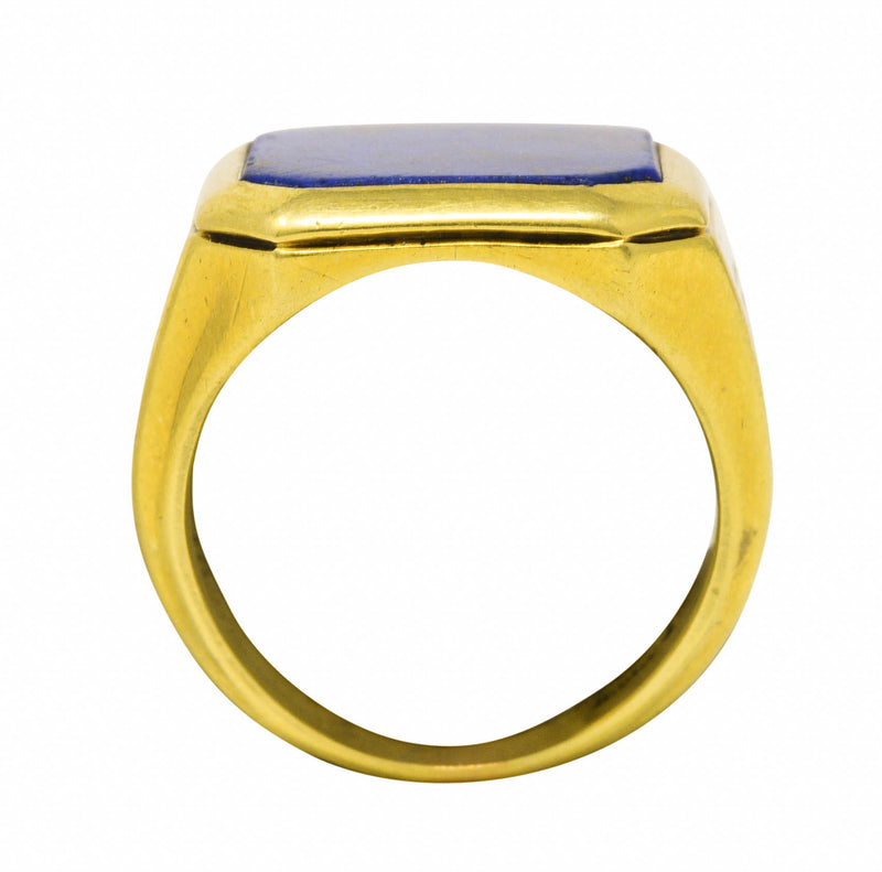 Art Deco Lapis Lazuli 14 Karat Yellow Gold Unisex Signet Ring Wilson's Estate Jewelry