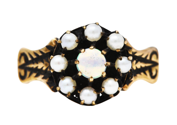 Victorian Opal Pearl 14 Karat Gold Foliate Cluster RingRing - Wilson's Estate Jewelry
