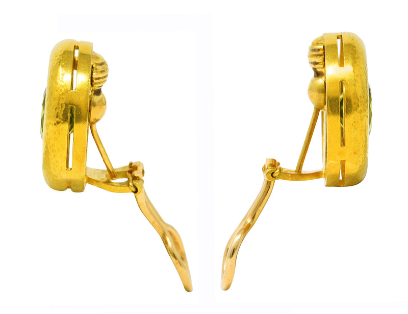 Elizabeth Locke Vintage Peridot 18 Karat Yellow Gold Earrings Wilson's Estate Jewelry