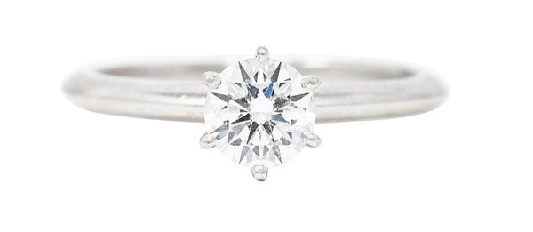 Tiffany & Co. Contemporary 0.77 CTW Diamond Platinum Knife Edge Solitaire Engagement Ring GIA Wilson's Estate Jewelry
