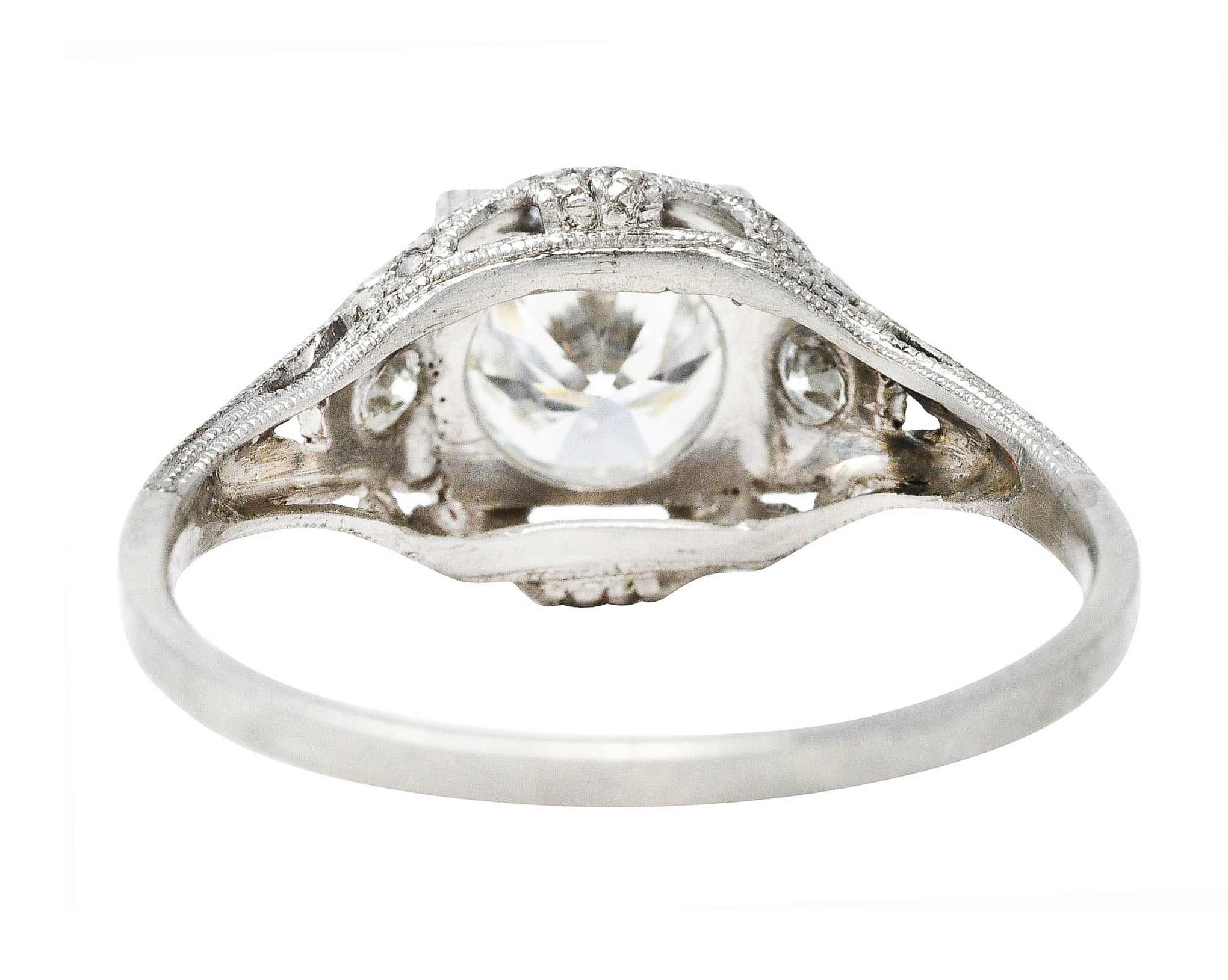 1950's Mid-Century 0.86 CTW Diamond Platinum Engagement Ring Wilson's Estate Jewelry