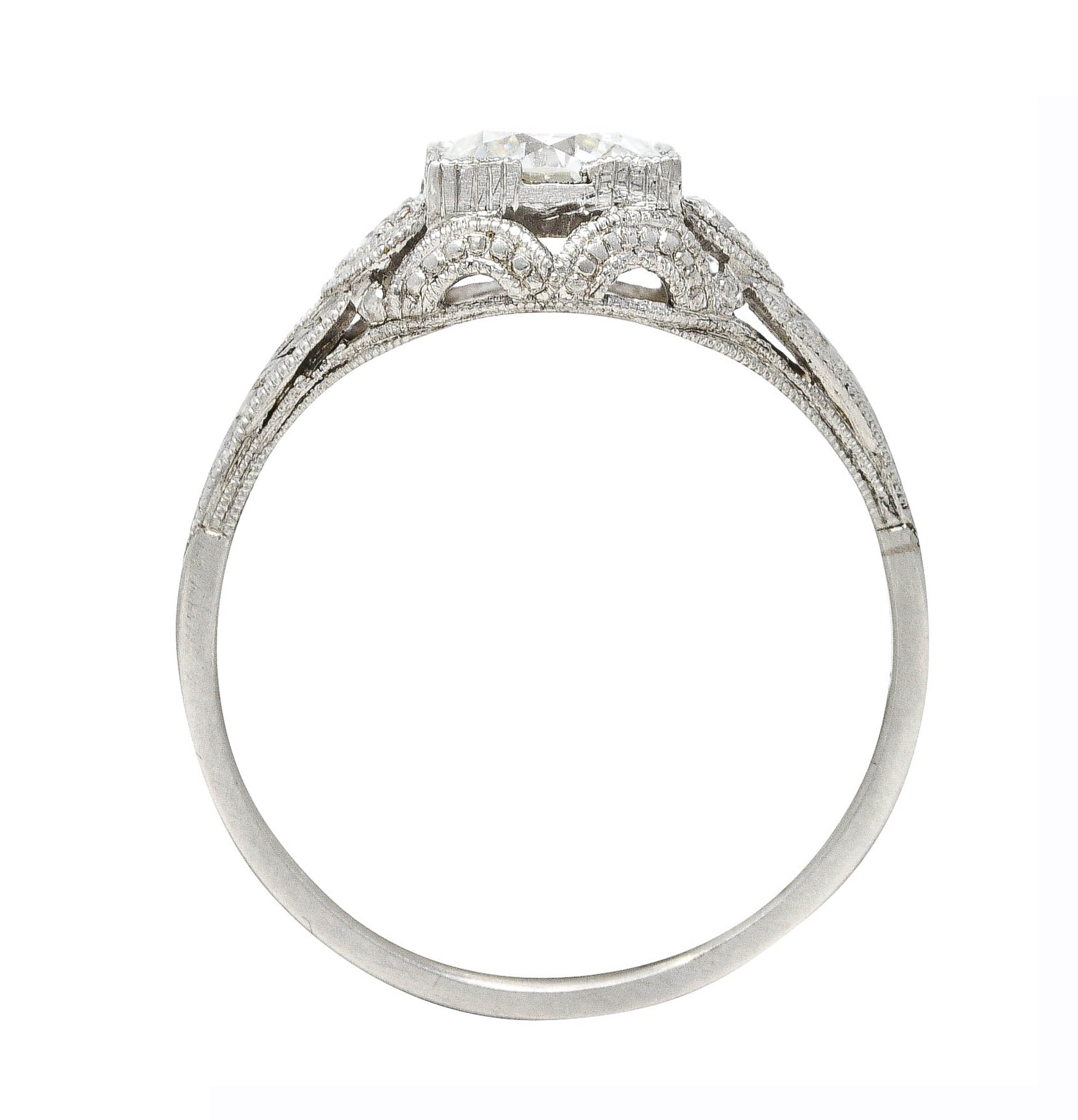 1950's Mid-Century 0.86 CTW Diamond Platinum Engagement Ring Wilson's Estate Jewelry