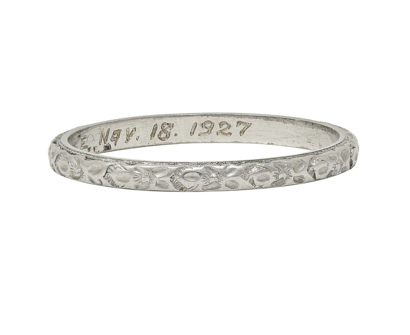 Art Deco 1927 Platinum Orange Blossom Vintage Wedding Band Ring
