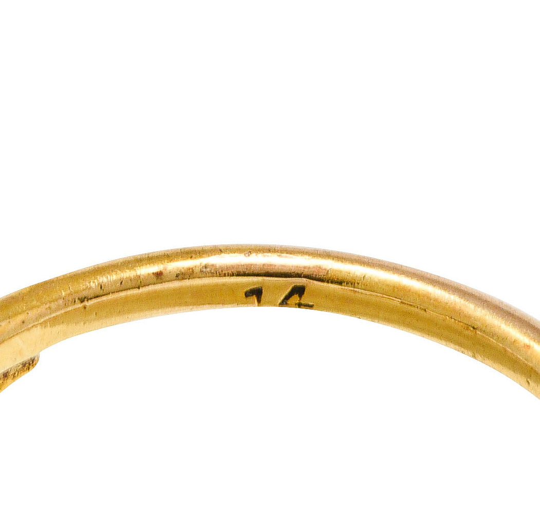 Victorian Diamond 14 Karat Yellow Gold Snake Love Knot Ring Wilson's Estate Jewelry