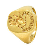 Vintage 1959 18 Karat Yellow Gold Heraldic Lion Intaglio Men's Signet Ring