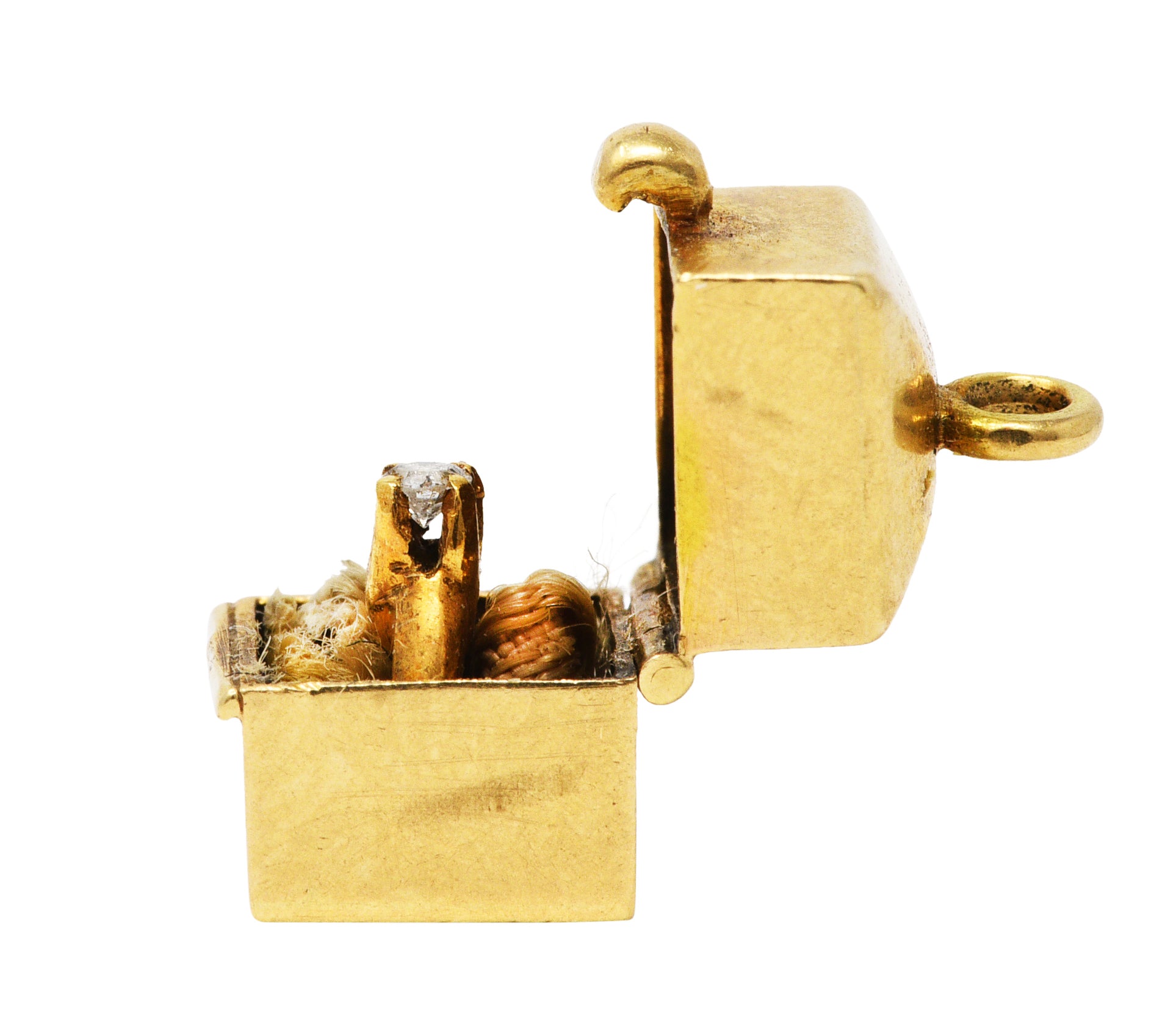 Retro Diamond 14 Karat Gold Marriage Ring Box Charmcharm - Wilson's Estate Jewelry