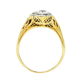 1920's Art Deco 0.71 Old European Diamond 14 Karat Two-Tone Gold Floral Engagement Ring Wilson's Estate Jewelry