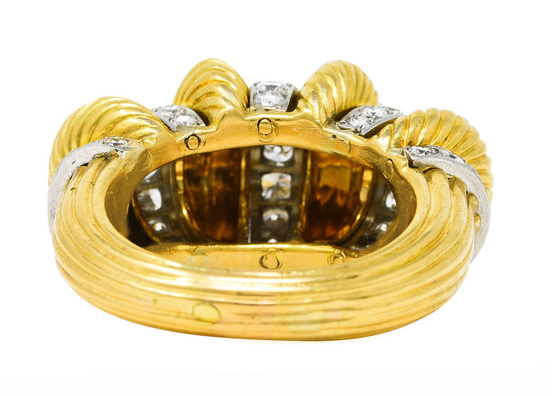 Cartier Paris Vintage Diamond 18 Karat Two-Tone Gold Puffy Cocktail Ring Wilson's Estate Jewelry