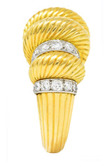 Cartier Paris Vintage Diamond 18 Karat Two-Tone Gold Puffy Cocktail Ring Wilson's Estate Jewelry