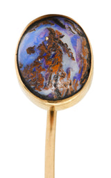 Victorian Boulder Opal Cabochon 14 Karat Gold StickpinStick Pin - Wilson's Estate Jewelry