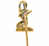 Victorian Pearl 14 Karat Yellow Gold Snake In A Tree Antique Unisex Stickpin Wilson's Estate Jewelry