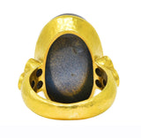 Elizabeth Locke Labradorite Sapphire 19 Karat Yellow Gold Statement Ring Wilson's Estate Jewelry