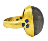 Elizabeth Locke Labradorite Sapphire 19 Karat Yellow Gold Statement Ring Wilson's Estate Jewelry