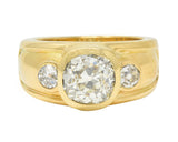 Mellerio 2.95 CTW Old Mine Cut Diamond 18 Karat Yellow Gold Three Stone Ring