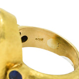 Elizabeth Locke Labradorite Sapphire 19 Karat Yellow Gold Statement Ring Wilson's Estate Jewelry