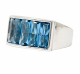 .11111 Contemporary 5.00 CTW French Cut Topaz 18 Karat White Gold Channel Band Ring Wilson's Estate Jewelry
