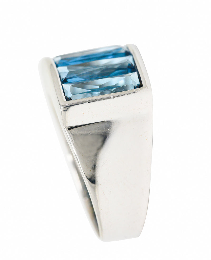 .11111 Contemporary 5.00 CTW French Cut Topaz 18 Karat White Gold Channel Band Ring Wilson's Estate Jewelry